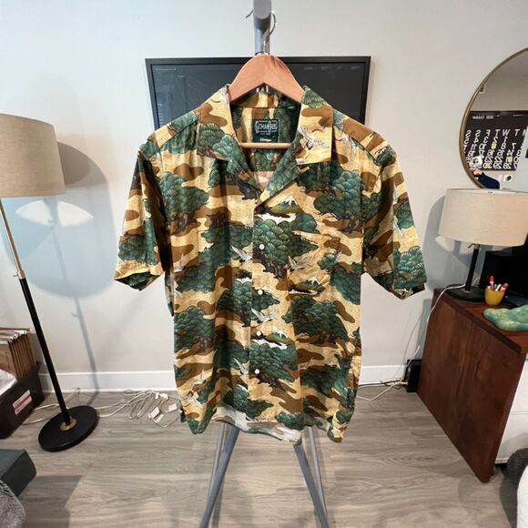 Gitman Vintage - Short Sleeve Fuji Camp Shirt Large - Green